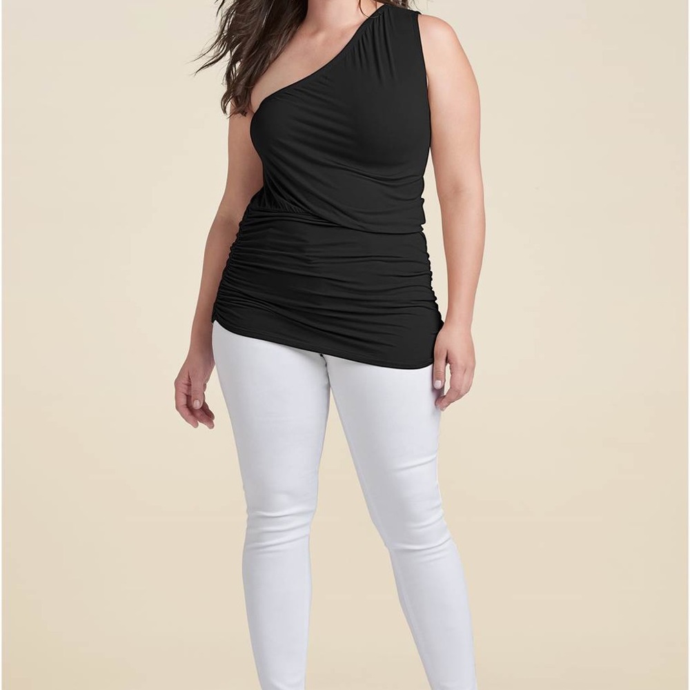 One Cold Shoulder Top  Blouse Black Color Sizes S M XL